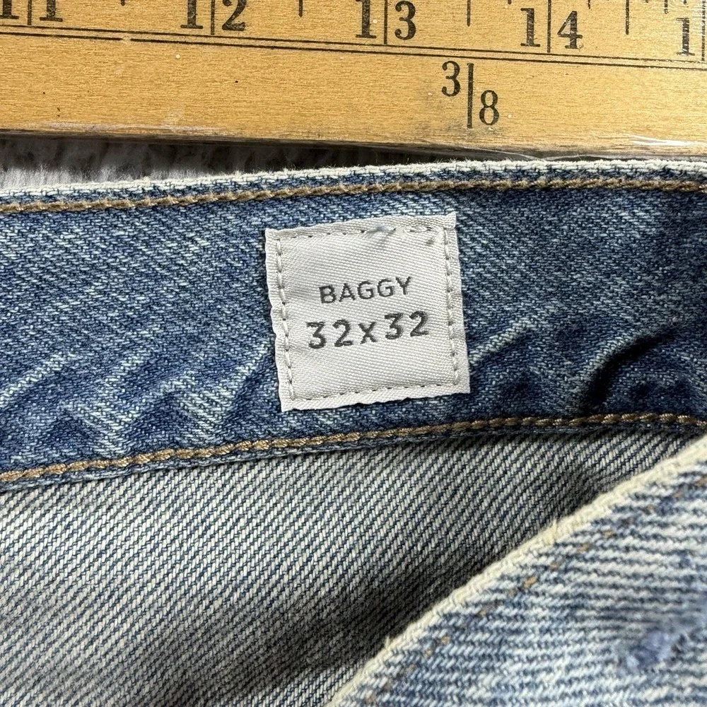 Pacsun Baggy Factory Distressed Jeans Mens 32x32 Rips Fade Knee Hole Skate NWT
